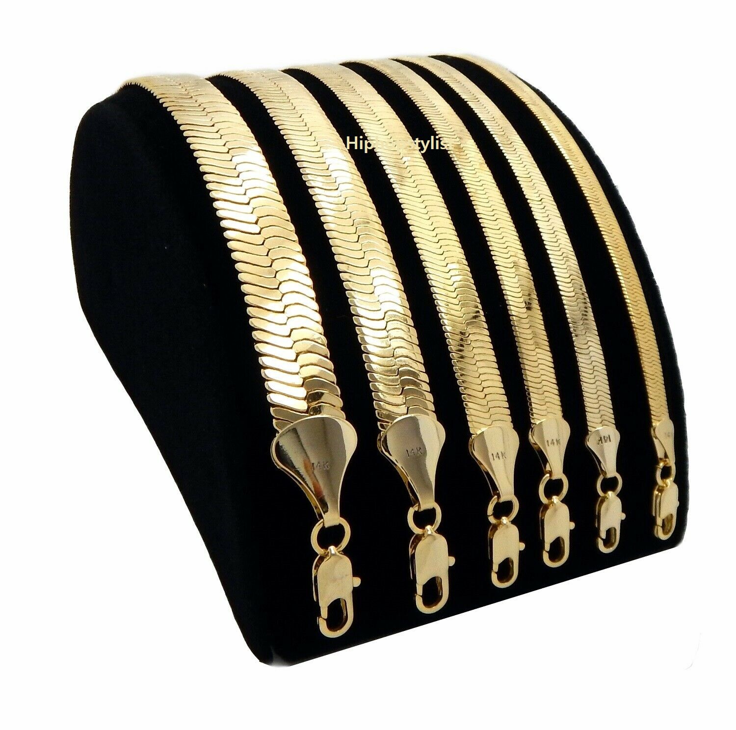 Men Herringbone Chain 14K Gold Finish 4mm to 14mm 16″ 18″ 20″ 24″ 30″ Necklace