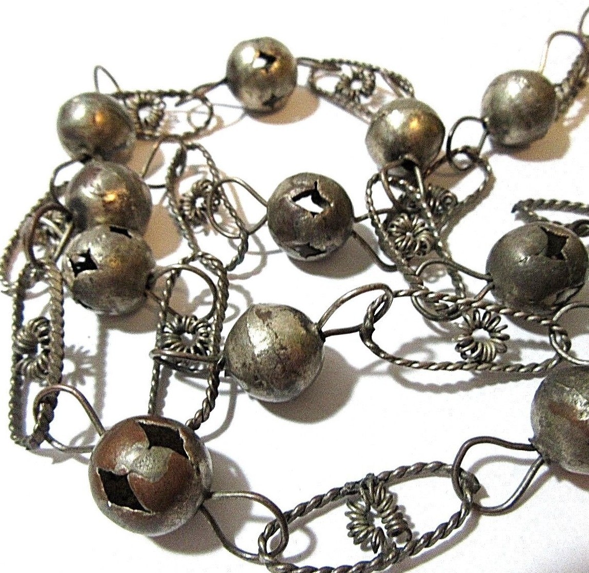 TRADITIONAL WEDDING BEADS NECKLACE CARVED STARS SMOOTH ROUNDS BALLS MEXICO
