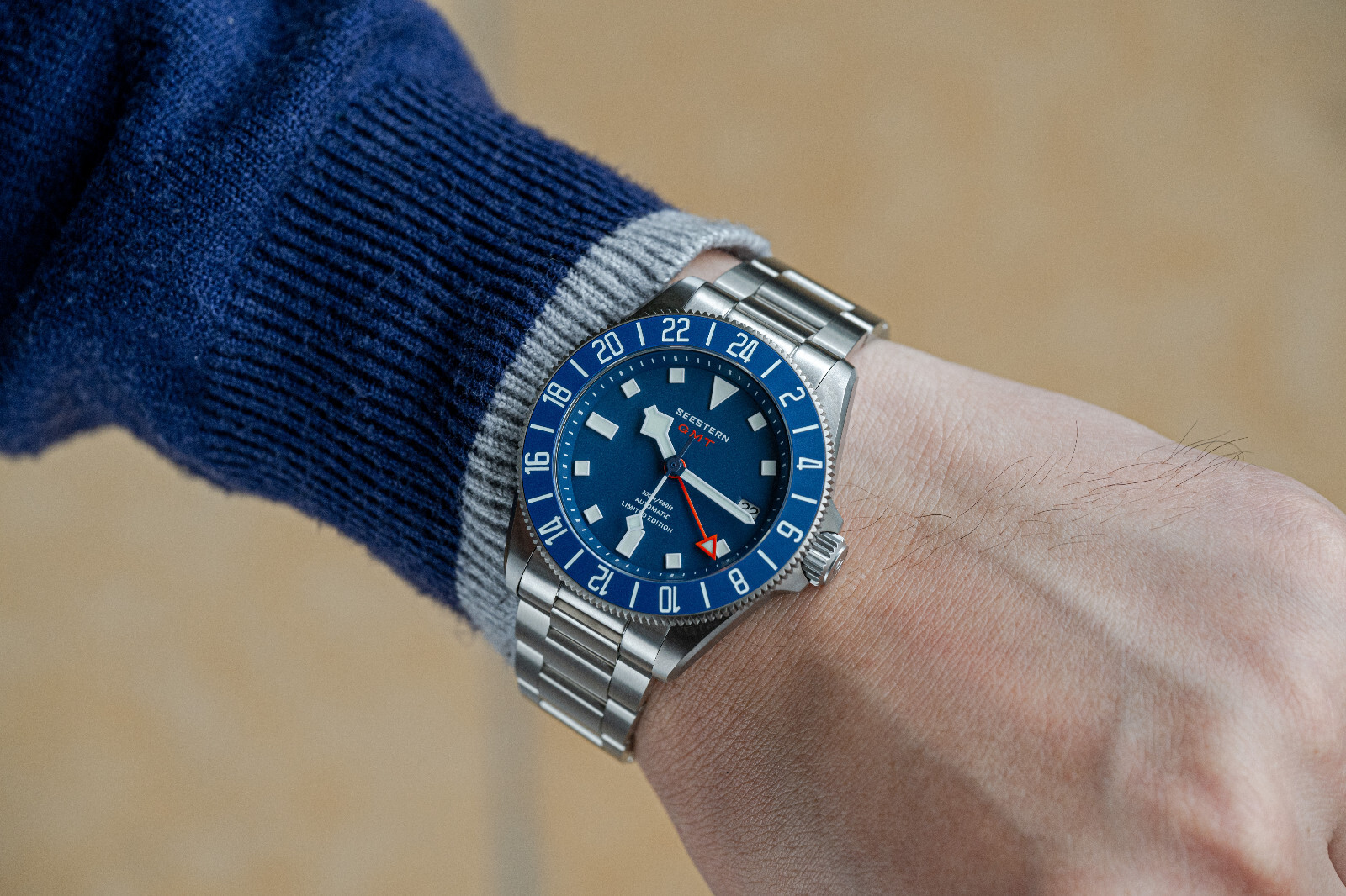 1PC SEESTERN S462.E Titaniumn GMT Professional Diver Limited Edition Mens Watch