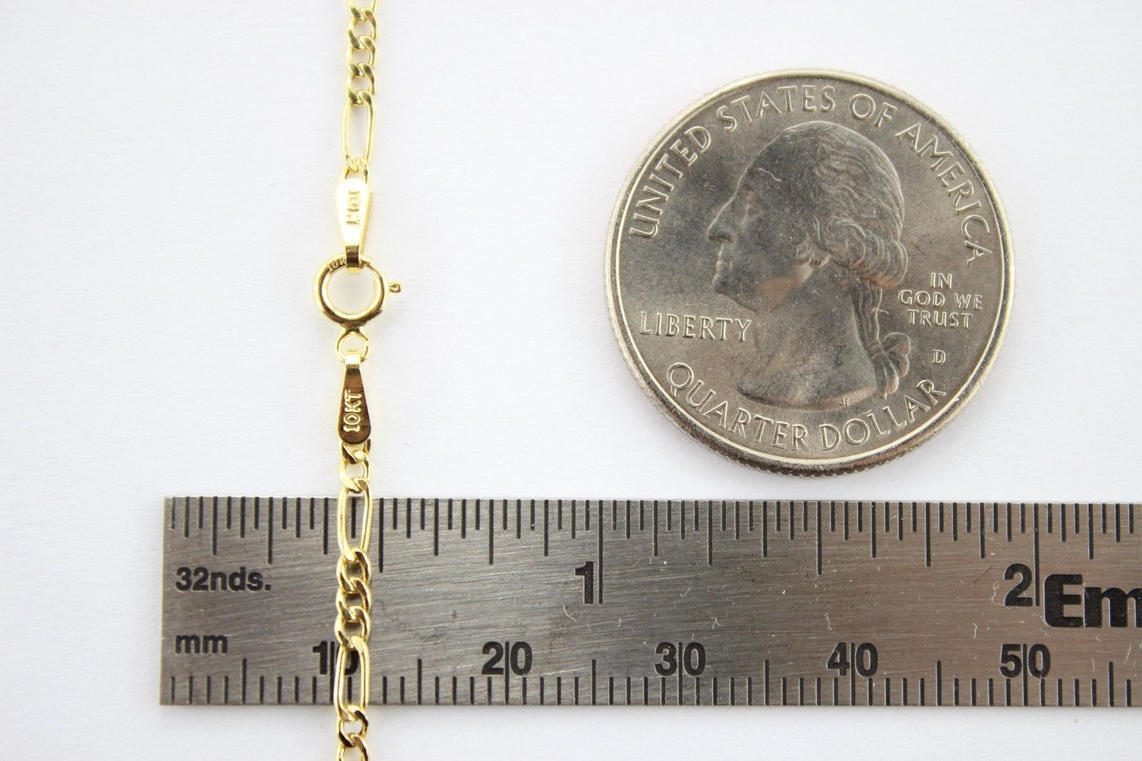 10K Yellow Gold Hollow Figaro Chain Necklace Bracelet 1.9mm-8.5mm/7″ ~ 30″