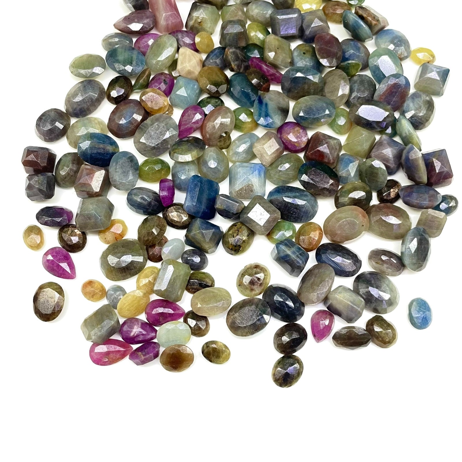 Natural Unheated Multi Color Sapphire Lot 100 Cts Faceted Gemstones 9-15mm 12 Pc