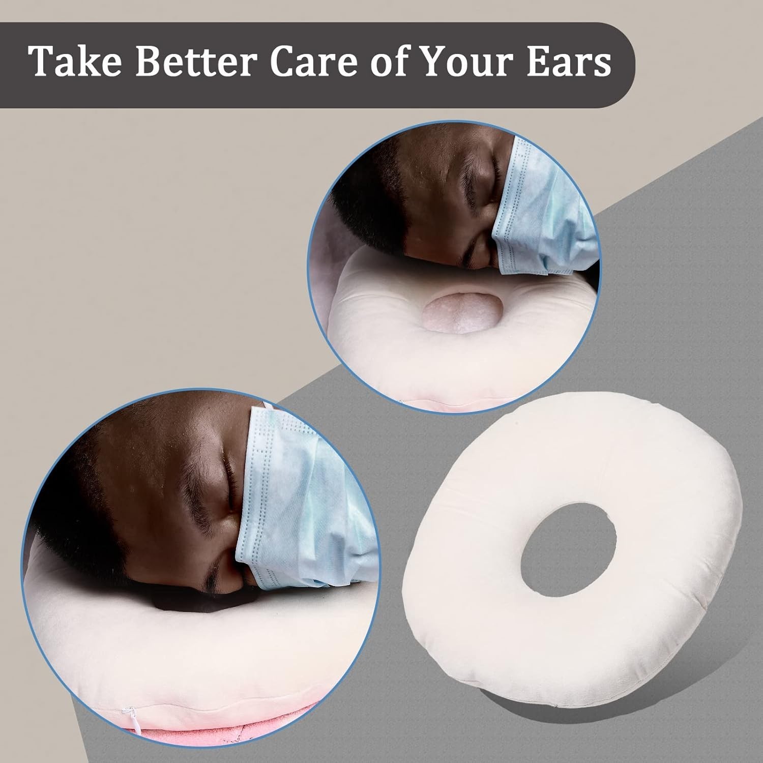 Ergonomic Ear Pain Relief Pillow with Adjustable Fill – Ideal for Side Sleep