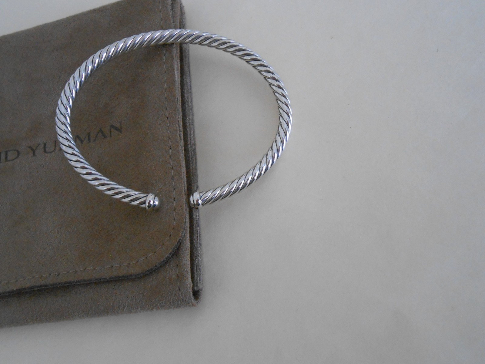 New David Yurman sterling Silver 4mm Cable Flex Bracelet 6.75″