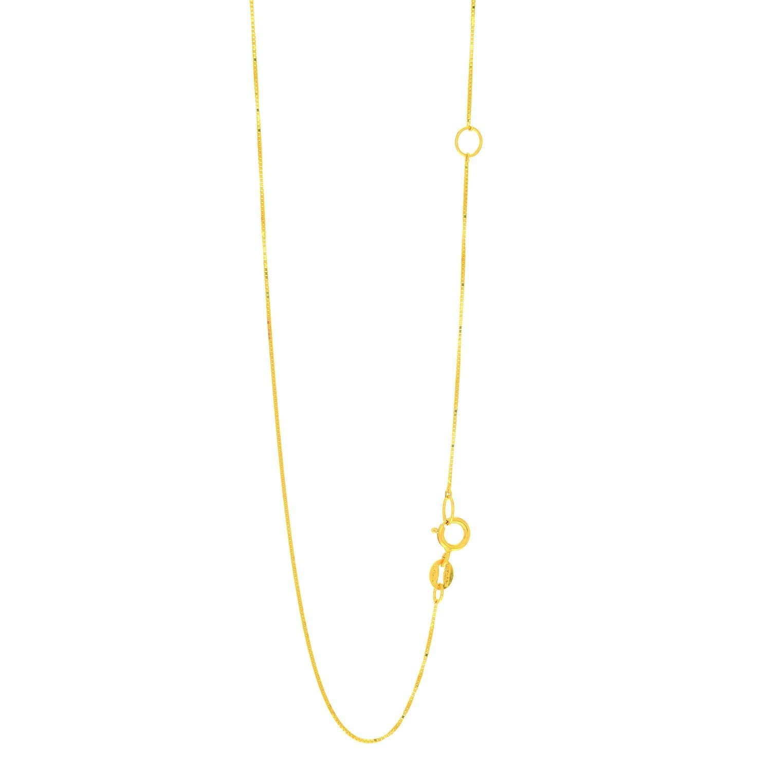 Venetian Box Chain Necklace Real Solid 14K Yellow Gold Adjustable Links 16″ 18″