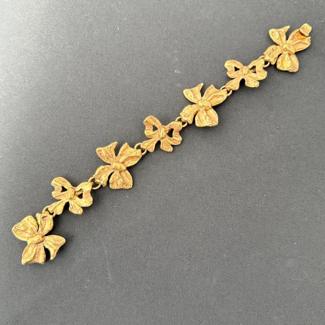 Yves Saint Laurent Vintage Ribbon Motif Bracelet Yellow Gold Women’s Jewelry JPN
