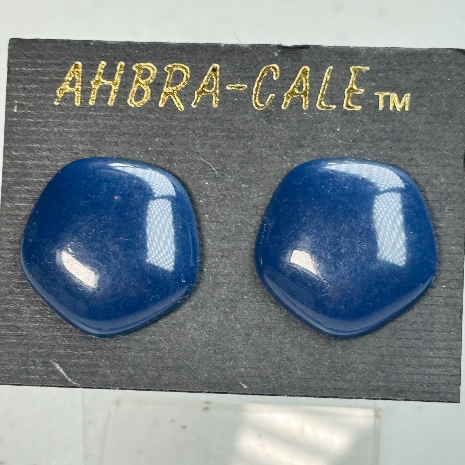 Vintage Earrings Blue Pentagon Stud Acrylic Chunky Statement Large 90s Y2K 80s