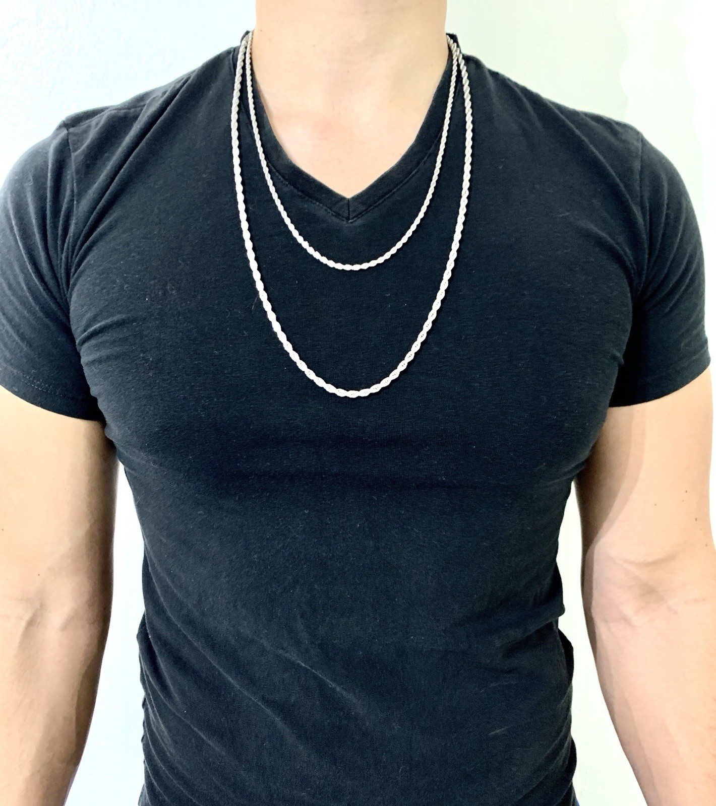 18K WHITE GOLD Men Women 4MM ROPE CHAIN 30” MADE IN ITALY *LIFETIME WARRANTY*
