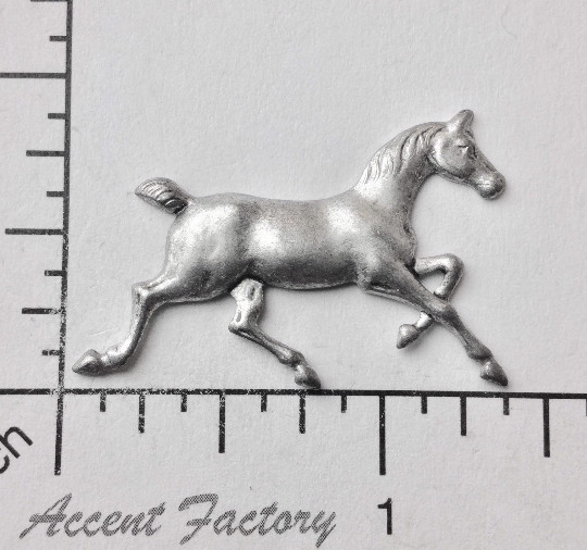 40194 – 2 Pc Running Horse Jewelry Finding Matte Silver Ox