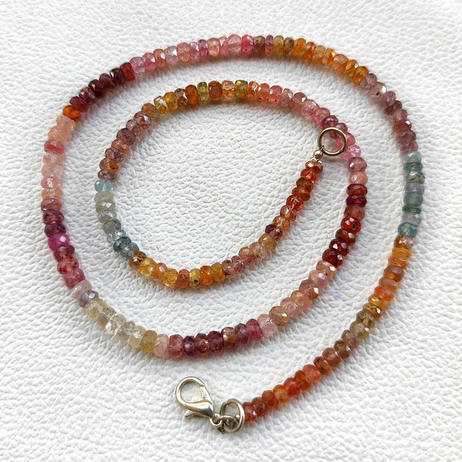 Multi Color Spinel 4-5mm Faceted Rondelle Gemstone Necklace 18″ Sri Lanka