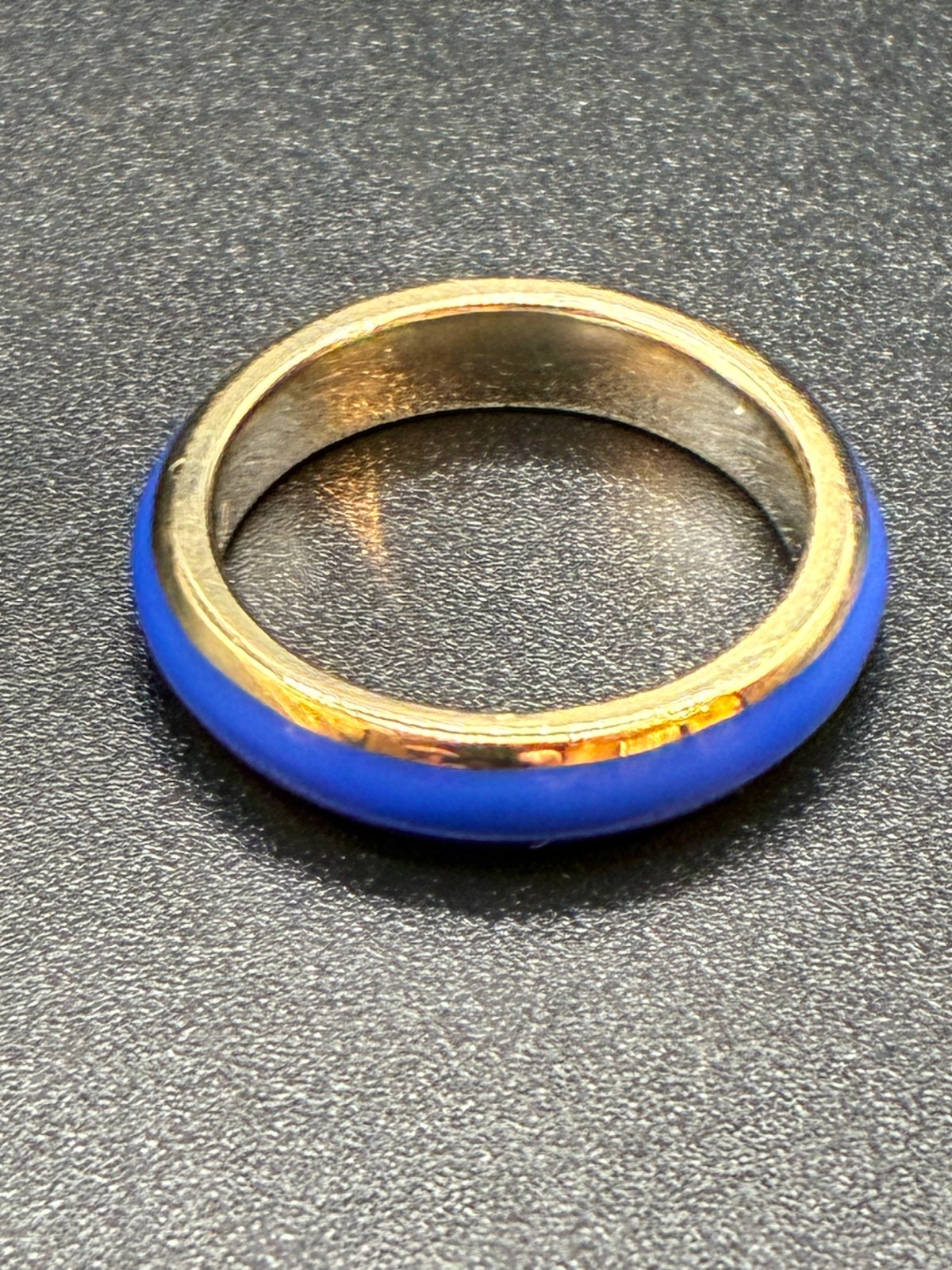 CAST sterling silver ring with 9k Gold accents, Ceramic, Cobalt Blue, Size 5.5
