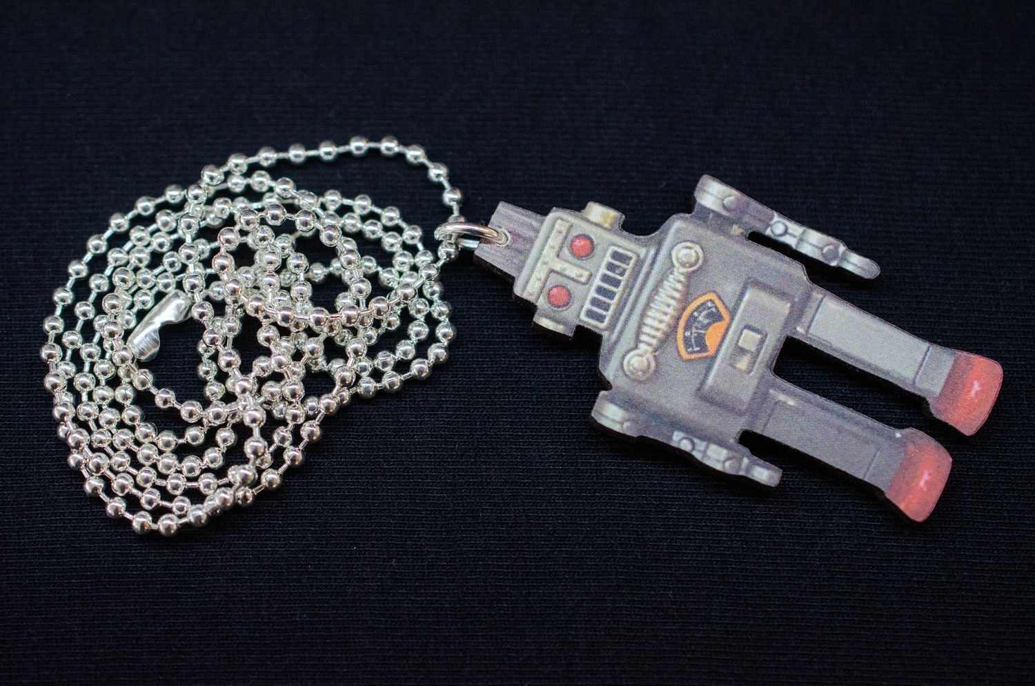 Robot Necklace Miniblings Android Wood Lasered 80cm Machine Mohawk
