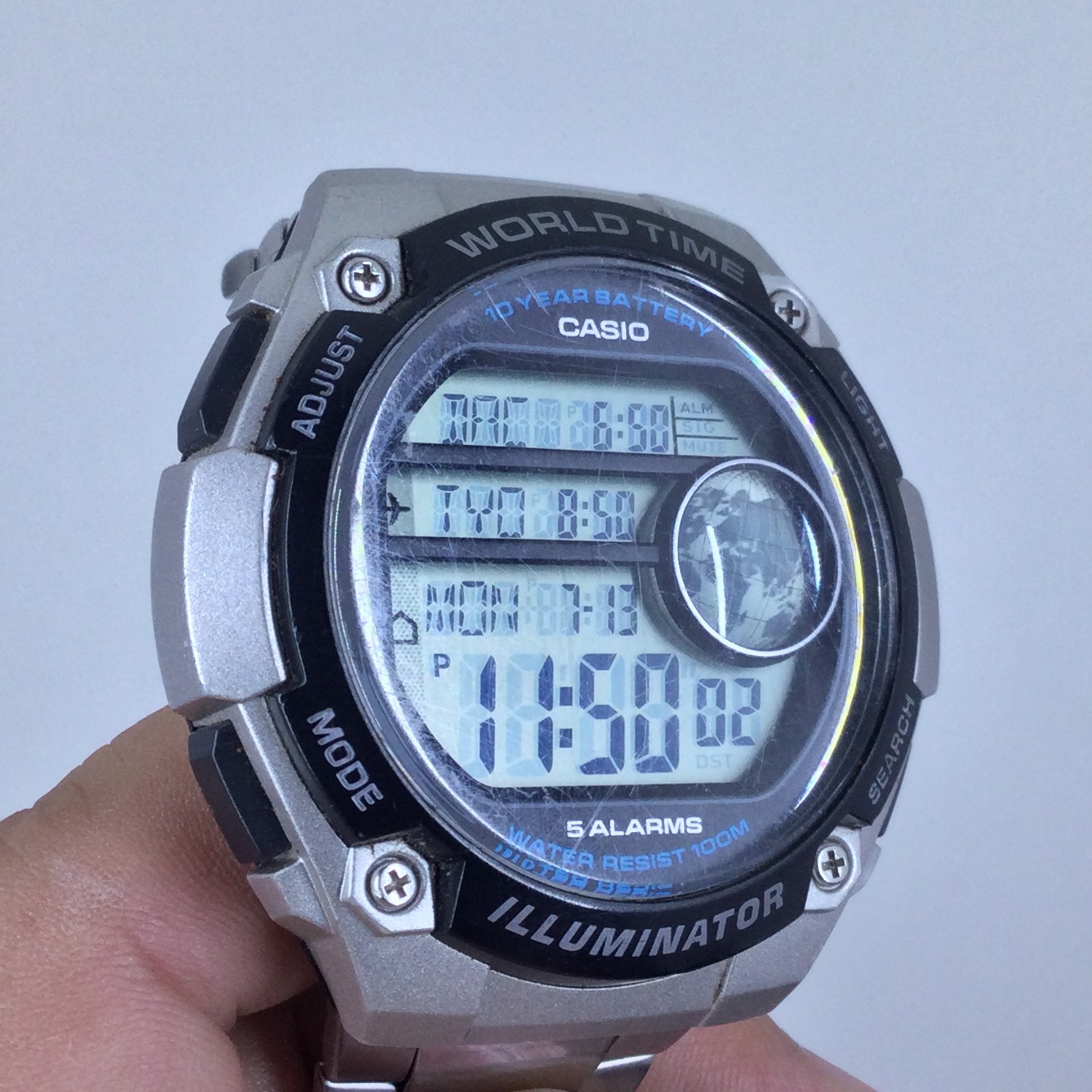 Casio Digital Men’s Watch 3447 AE-3000W- World Time Illuminator 5 Alarms