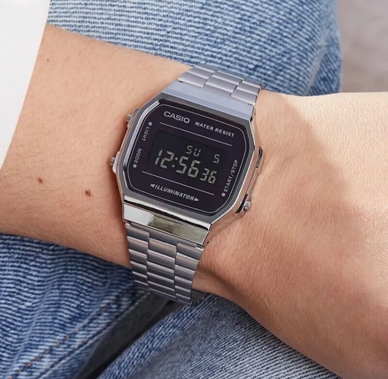 Sport Digital Classic Square Casio Watch for Men A168WEM-1