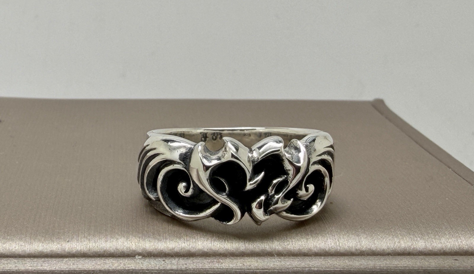 Gothic Heart Solid 10mm Wide Band Ring Sterling Silver Ring 9g size 7.5 to 11