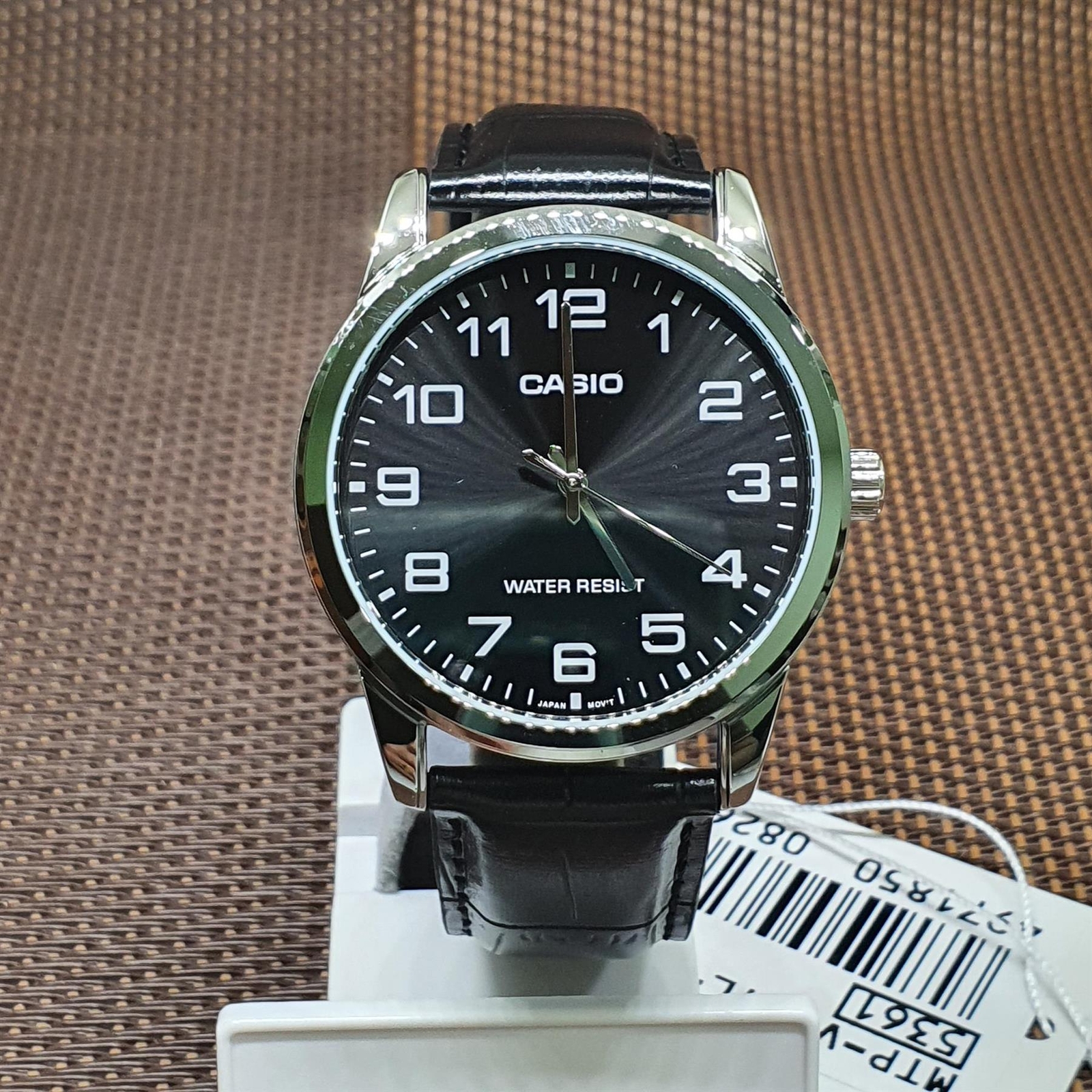 Casio MTP-V001L-1B Men’s Black Dial Black Leather Strap Analog Quartz Watch