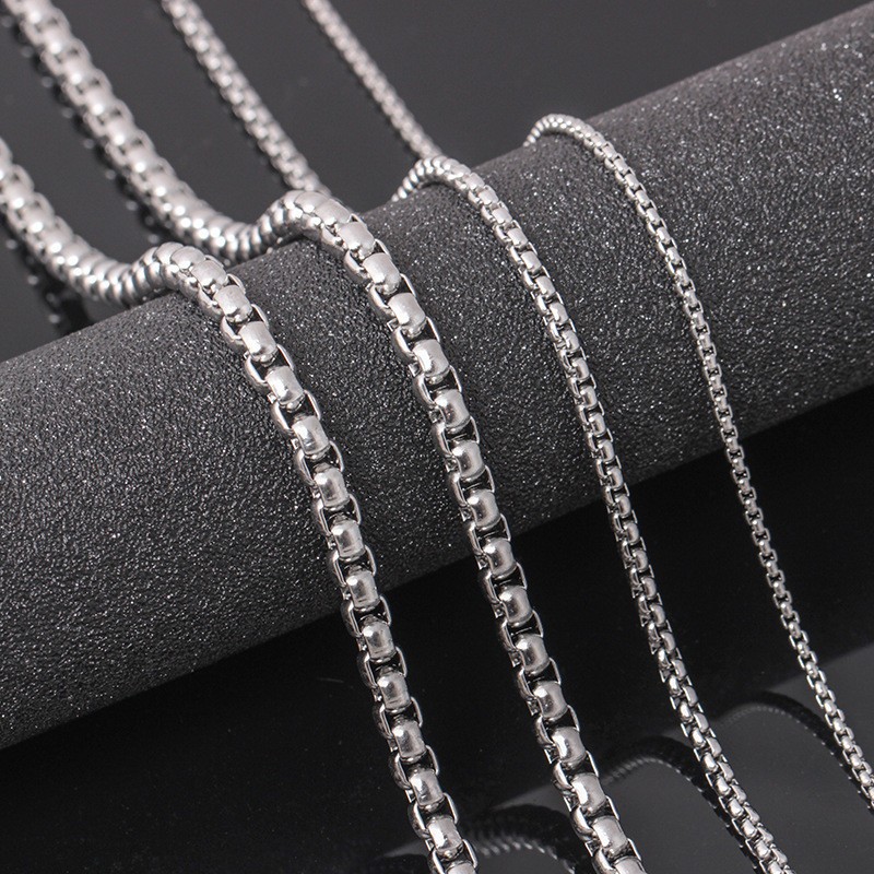 USA Stock 2mm 28″ Stainless Steel Square Rolo Link Chain Box Chain Necklace