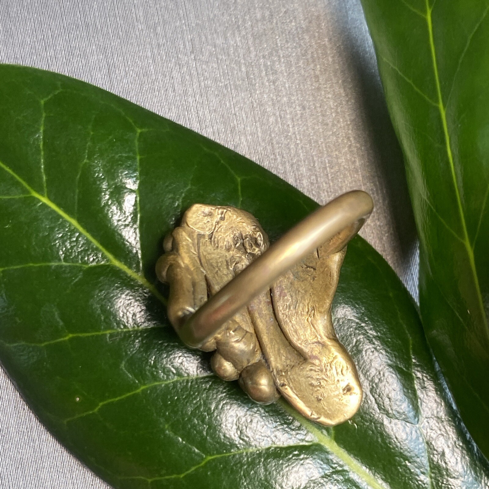 Antique Vintage Art Nouveau Bronze Ring Estate Jewelry Pre-owned Calla Size 4