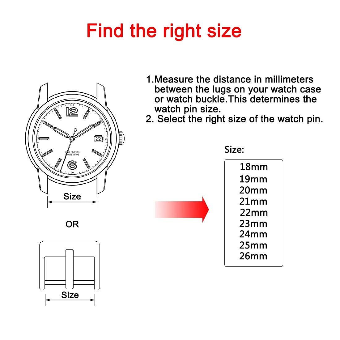 Watch Pins, 1.8mm Thickness Heavy Duty Spring Bar, 4 Pack Stainless Steel Wat…