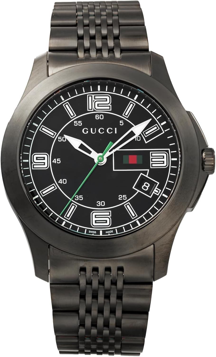 GUCCI YA126202 Quartz Analog Men Black-Dial Black-Band Wristwatch [AFU4I]