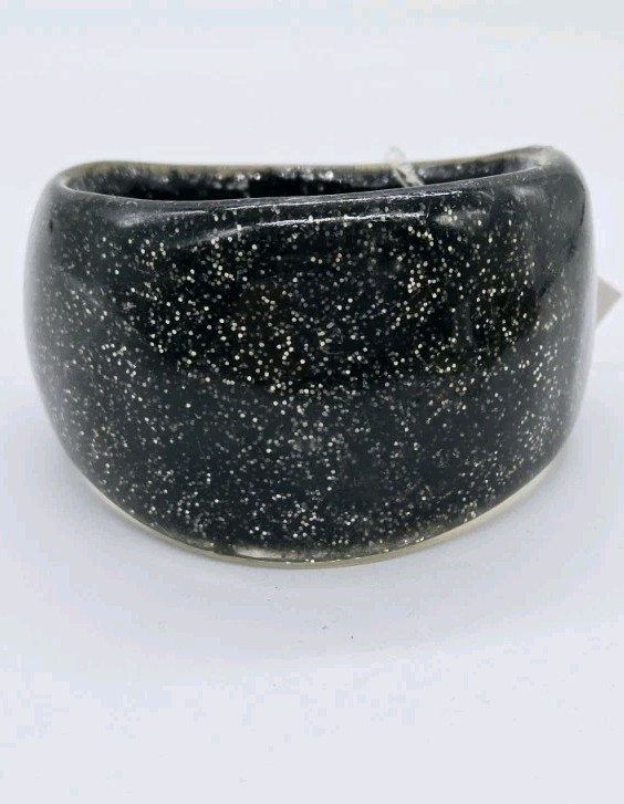 Couture Jet Sparkle WIDE Bangle Bracelet Black Style & Co One Size OSFM