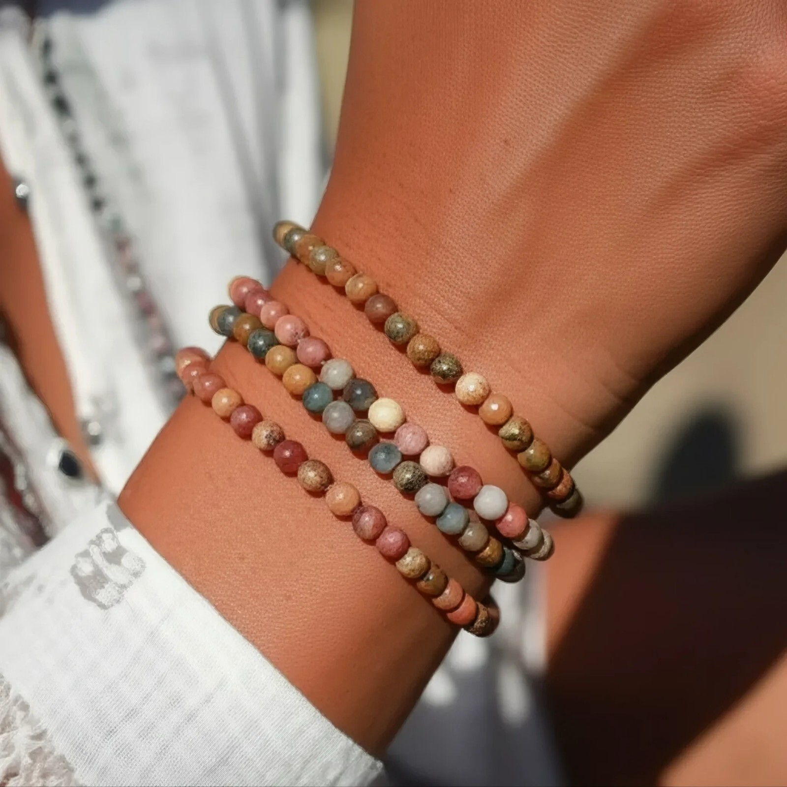 Natural Red Creek Jasper 4mm Stone Bracelet Healing Crystal Stretch Bracelet