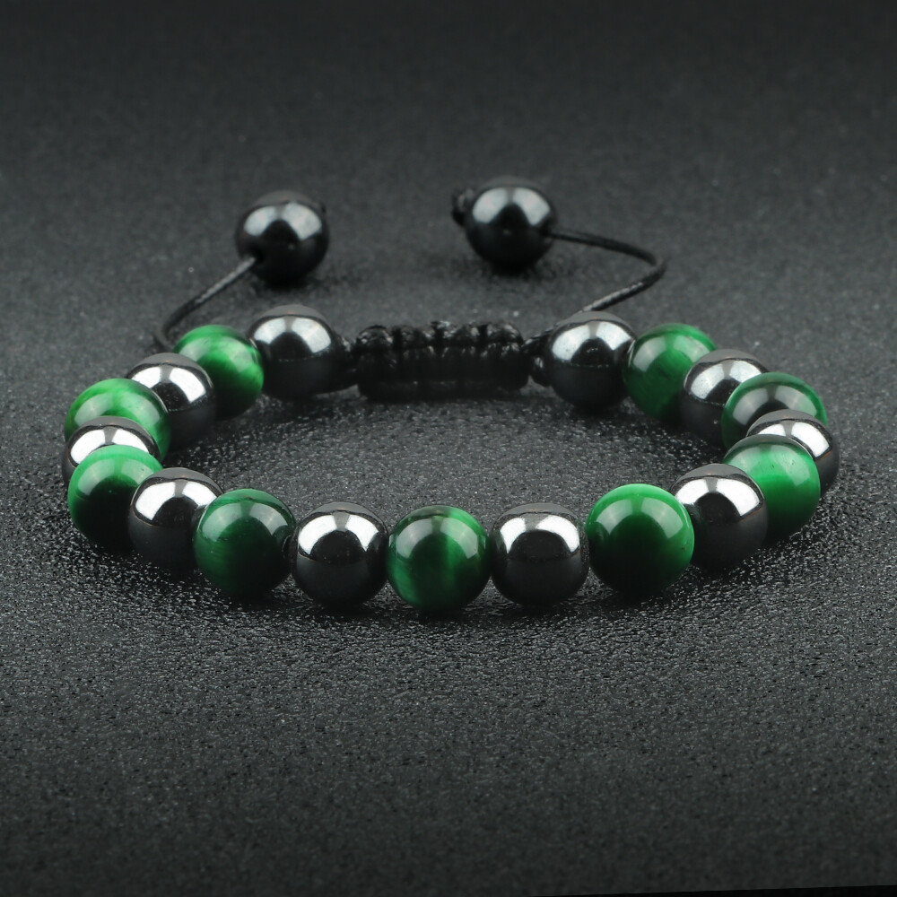 Charm Women Black Irregular Round Lava Stone Beads Bangles Distance Bracelets