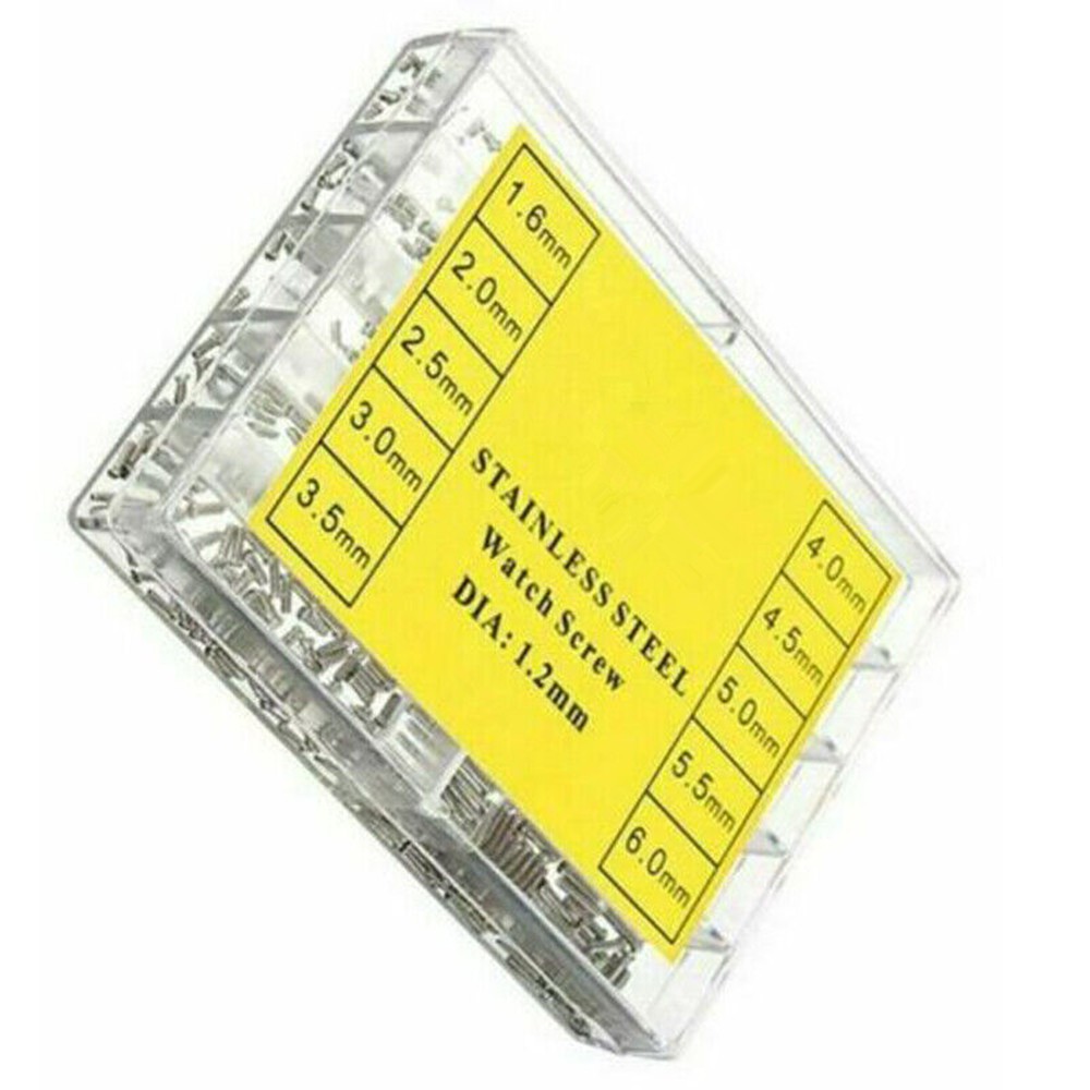 600pcs 1.2mm 1.6mm-6mm Assorted Stainless Steel Eyeglass Jewelry Watch Screw Box