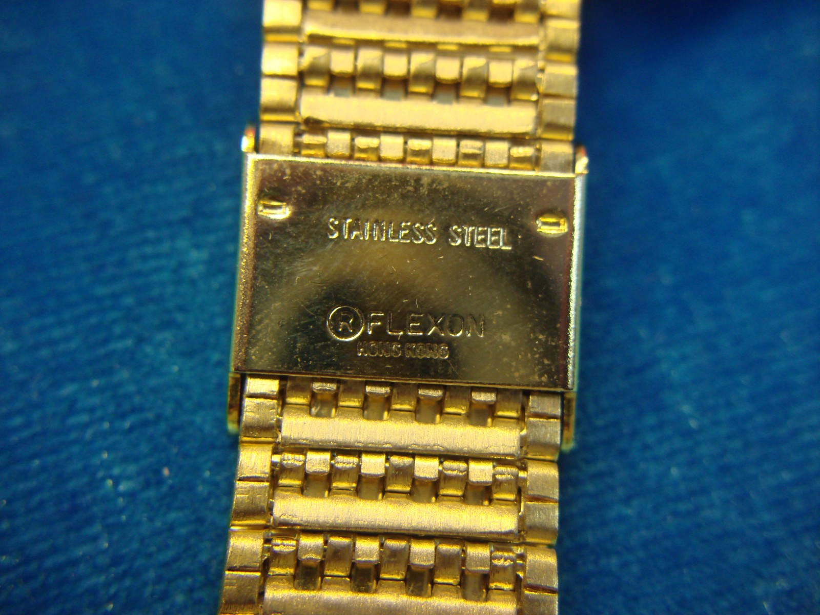 VINT. FLEX-ON BY KREISLER – STAINLESS W/GOLD PLATE WATCH BAND – NOS – 15 – 22 MM