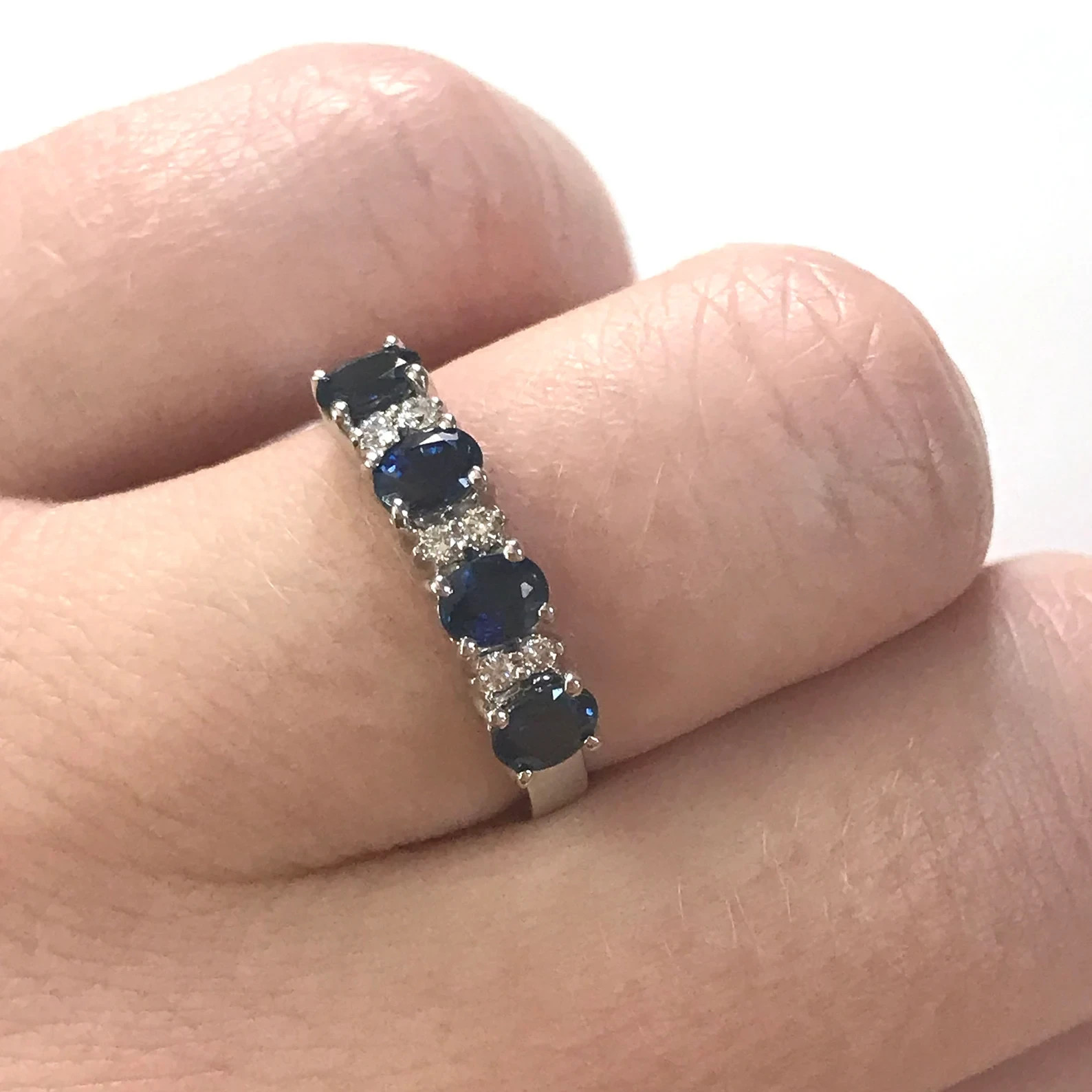 3.94 Ct Oval Cut Natural Sapphire Diamond Wedding Ring 14K White Gold Size 8