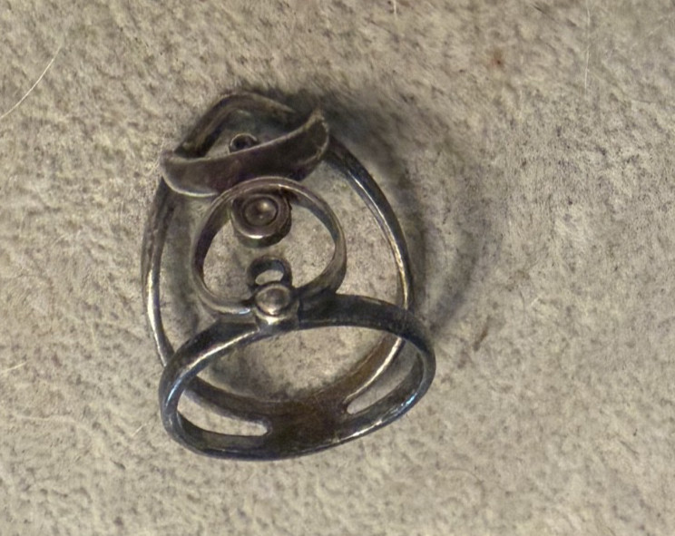 Vintage Sterling Silver Interlocking Double Knot Loop Modernist Ring Sz 6 JB2