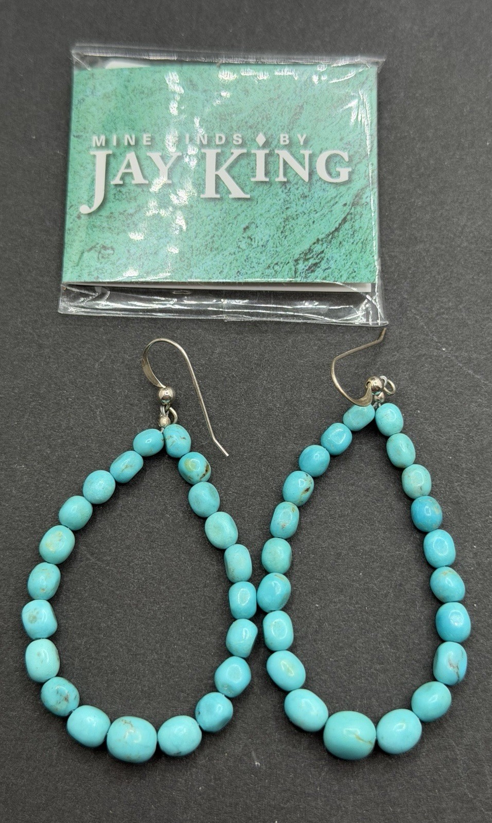 Jay King Sterling Silver Hoop Earrings Natural Turquoise Beads