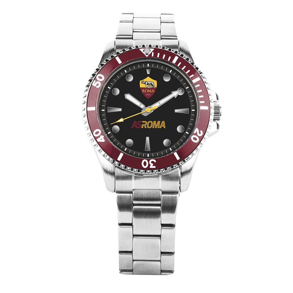 Orologio Uomo AS ROMA P-R7476UNR Bracciale Acciaio Nero OFFICIAL