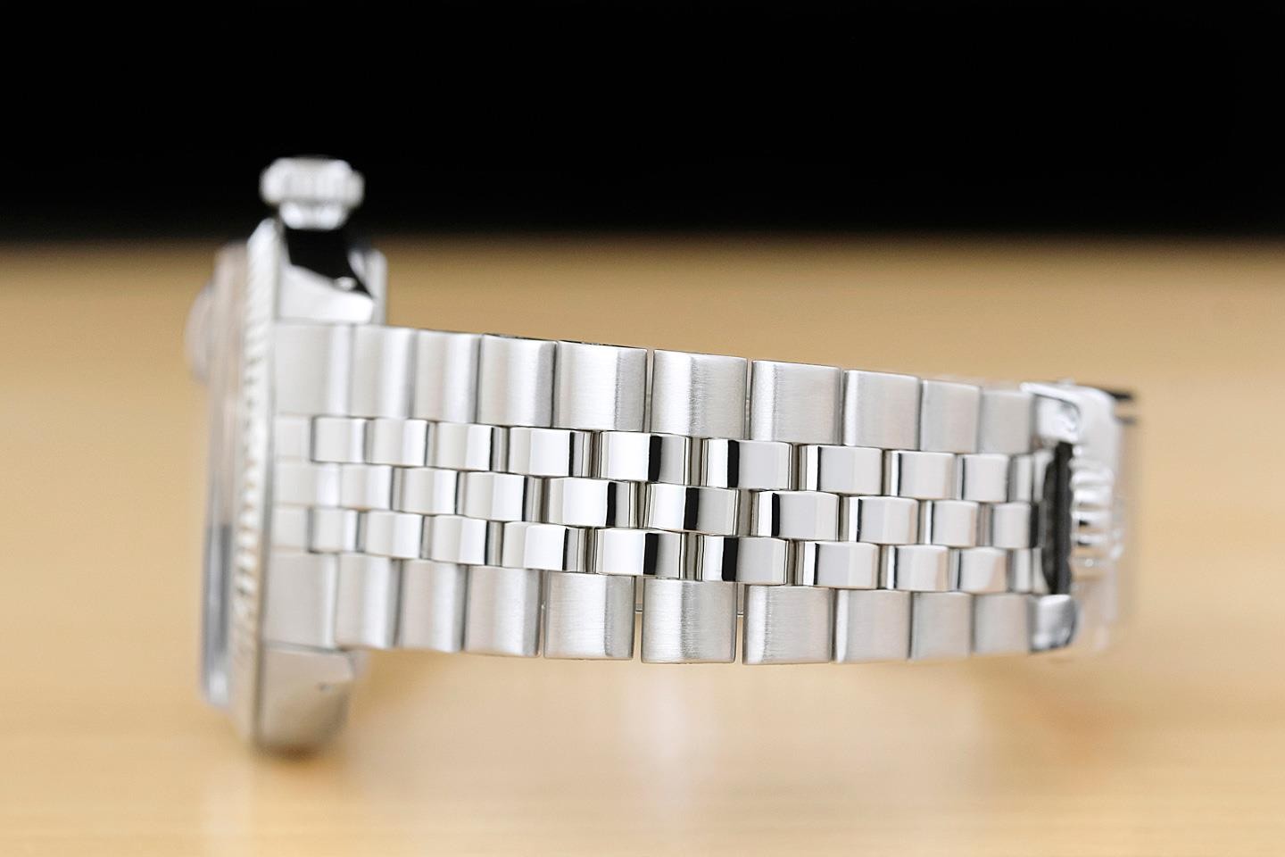 ROLEX DATEJUST 1601 GRAY DIAL 18K WHITE GOLD STEEL FOLDED BRACELET WATCH