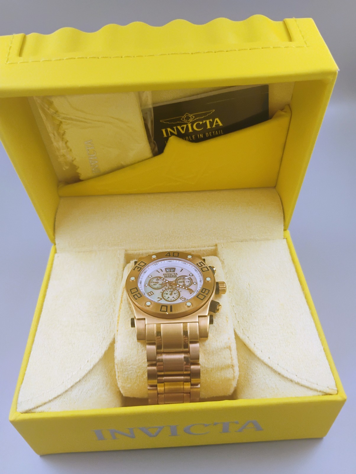 Invicta Reserve Speedway 4363 Chronograph Gold Tone Men Watch Mother of Pearl