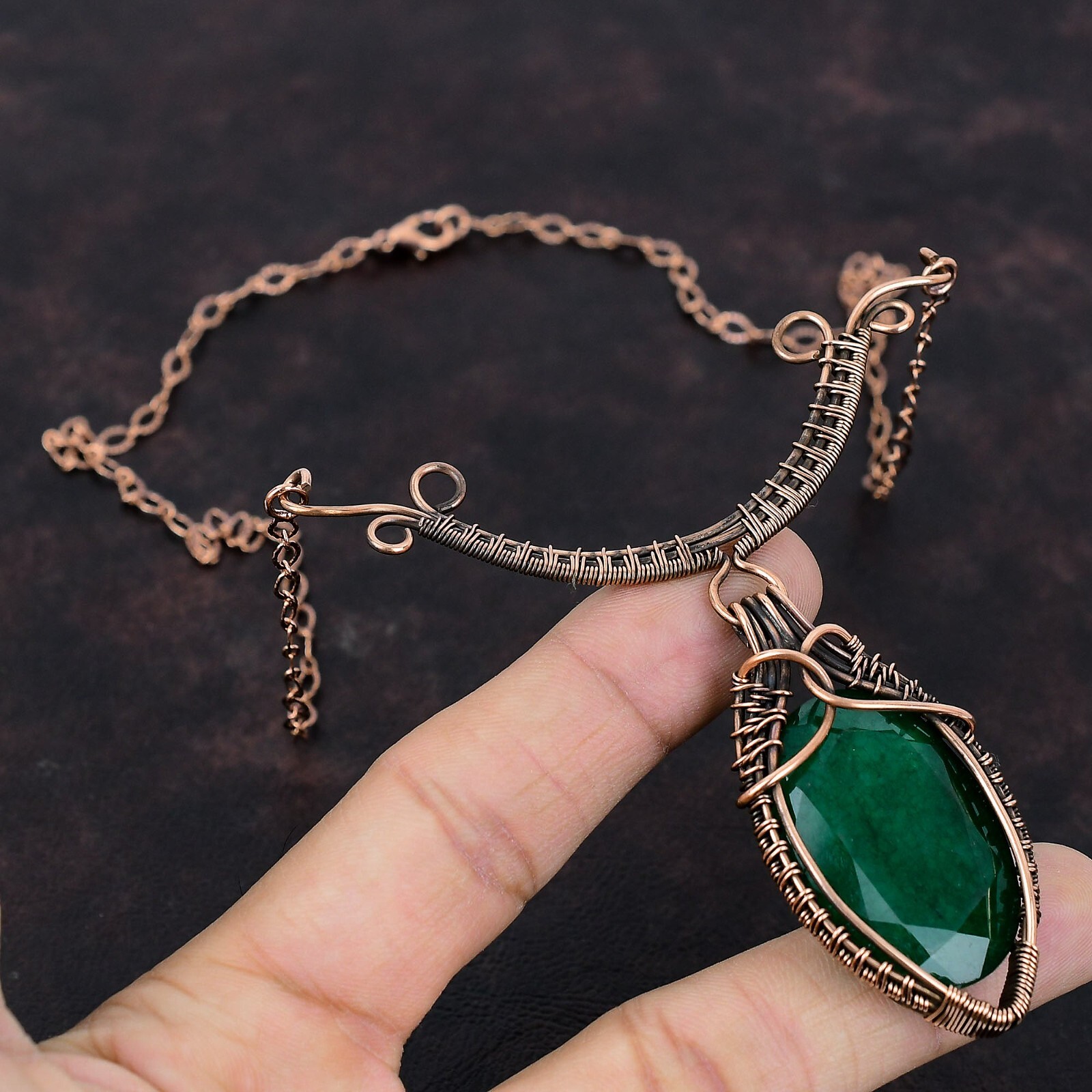 Copper Necklace Gift For Mother Wire Wrapped Necklace Adjustable Necklace 18.0″