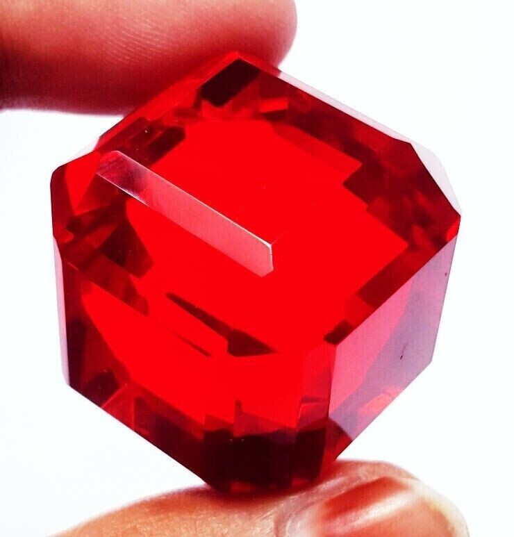100 Ct + Cube Cut Natural EGL Certified Brazilian Red Color Topaz Loose Gemstone