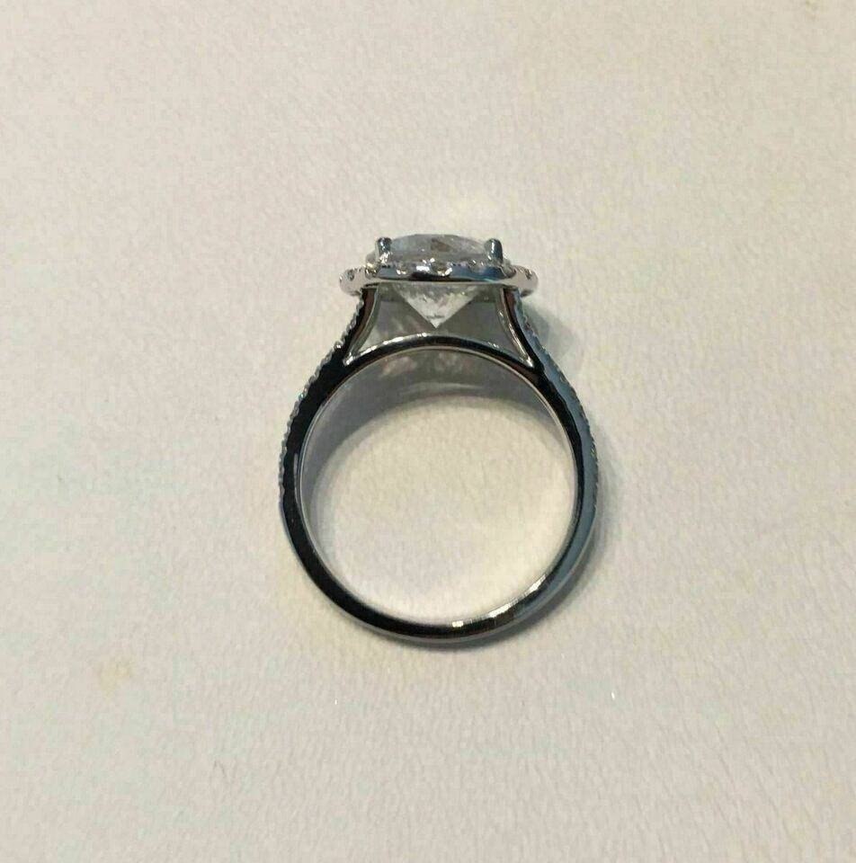 4Ct Lab Created Diamond Halo Engagement Gift Ring 14K White Gold Finish