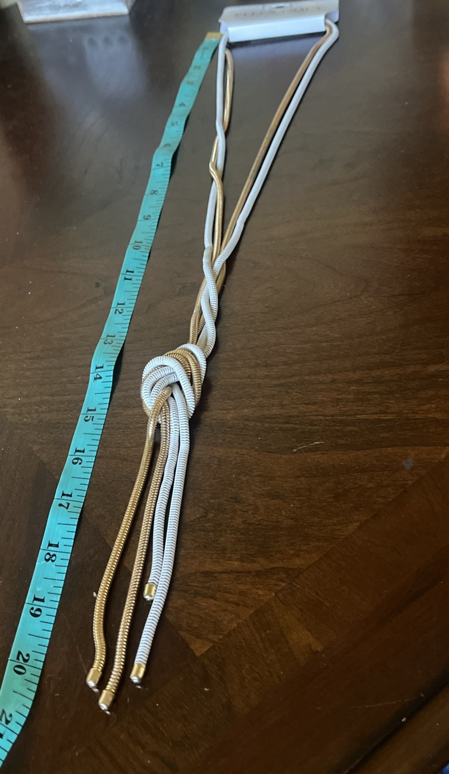 New ELLEN TRACY Gold Tone And White Tassel And Knotted Metal Necklace $45