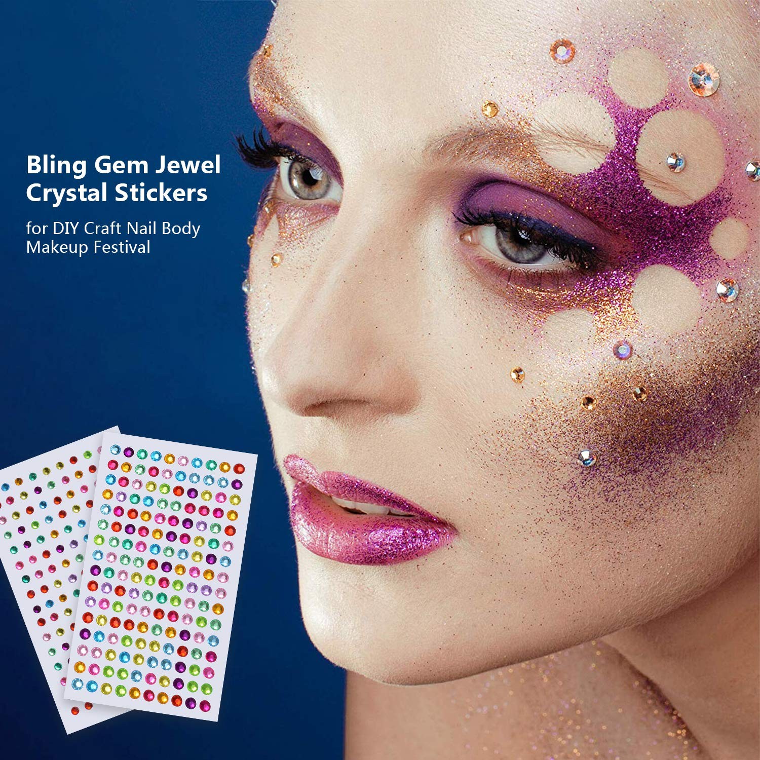 Gem Rhinestone Stickers for Crafts Self Adhesive Jewels with Multicolor Assorted