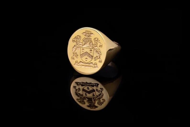 Coat of Arms Ring, Family Crest Rings, Custom Signet Ring, Crest Signet Ring
