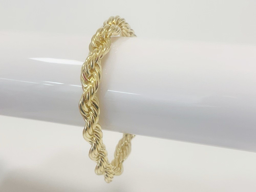 10K Yellow Gold 10mm Diamond Cut Rope Chain Bracelet Men Women 7.5″ 8″ 8.5″ 9″