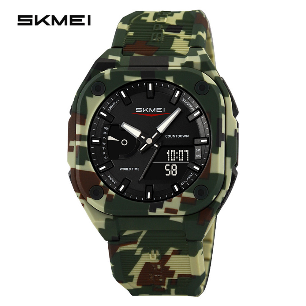 SKMEI Men Watch Fashion Dual Time Wristwatch Student Electronic Digital Watch