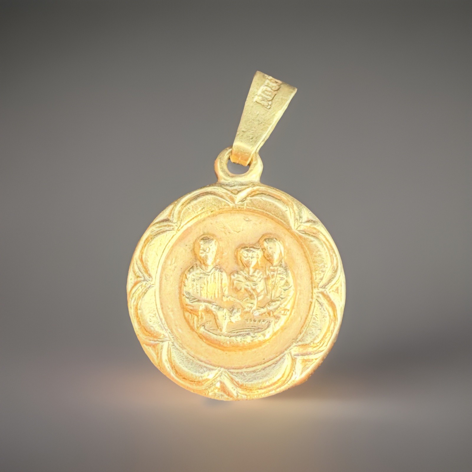 1Ok Solid Yellow Gold Conformation Baptism Christian Pendant/Charm/Coin 1.9g
