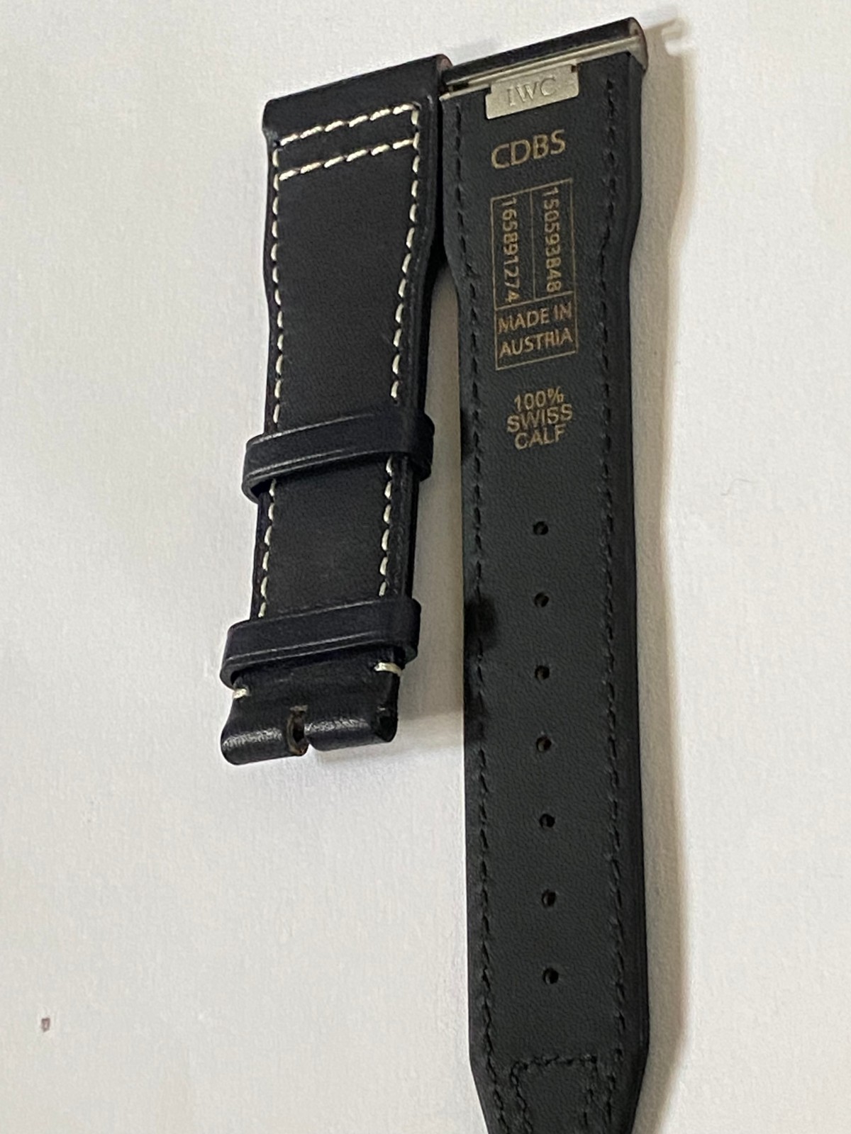 21 mm black leather easy fit strap for Portofino Portugieser IWC with buckle