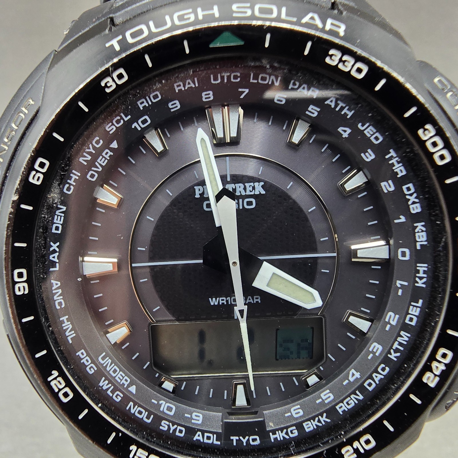 Casio Pro Trek PRG-510 Watch Men 49mm Black Solar Triple Sensor Alarm Round Runs