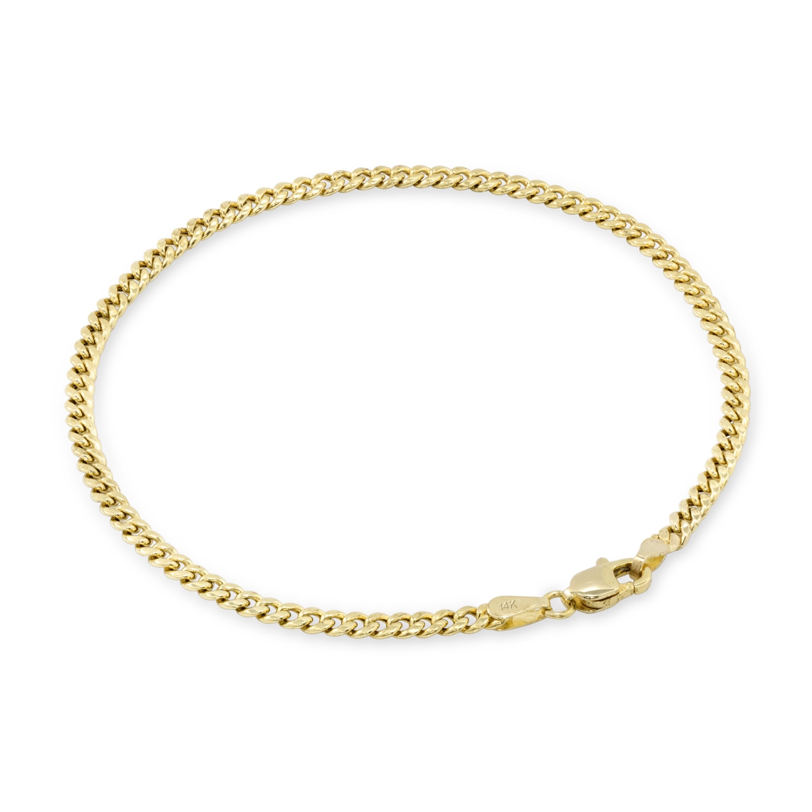 14K Yellow Gold 3mm Miami Cuban Link Chain Bracelet Men Women 7″ 7.5″ 8″ 8.5″ 9″