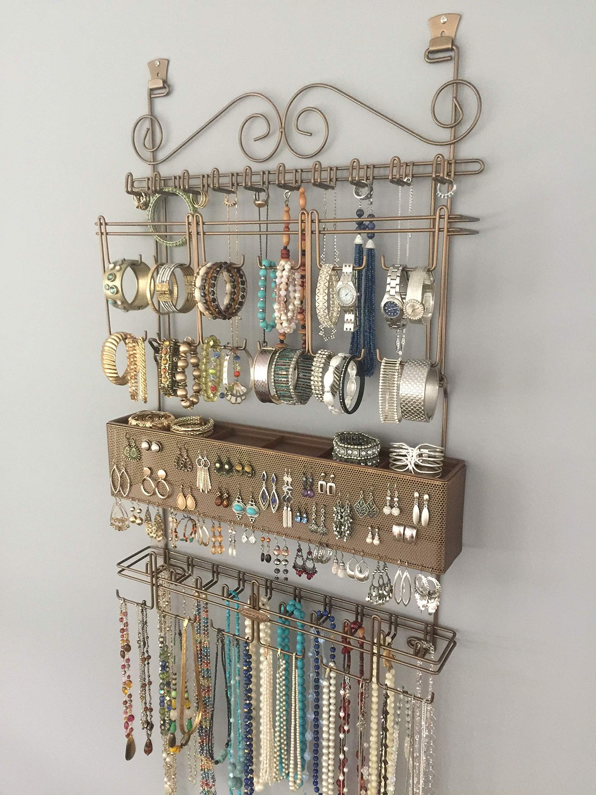 Longstem Hanging Jewelry Organizer #7100 in Bronze Over the Door/Wall Holds
