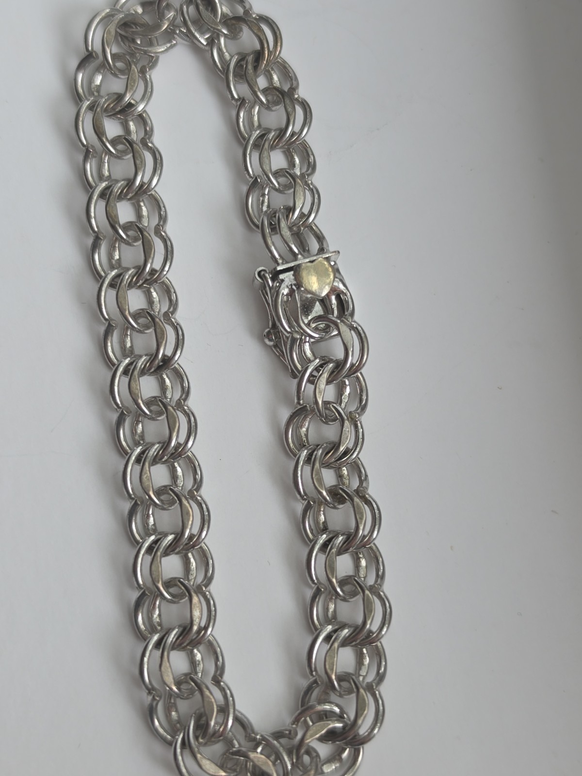 Vintage ELCO Sterling Silver Bracelet 7.5” Triple Link Safety Chain