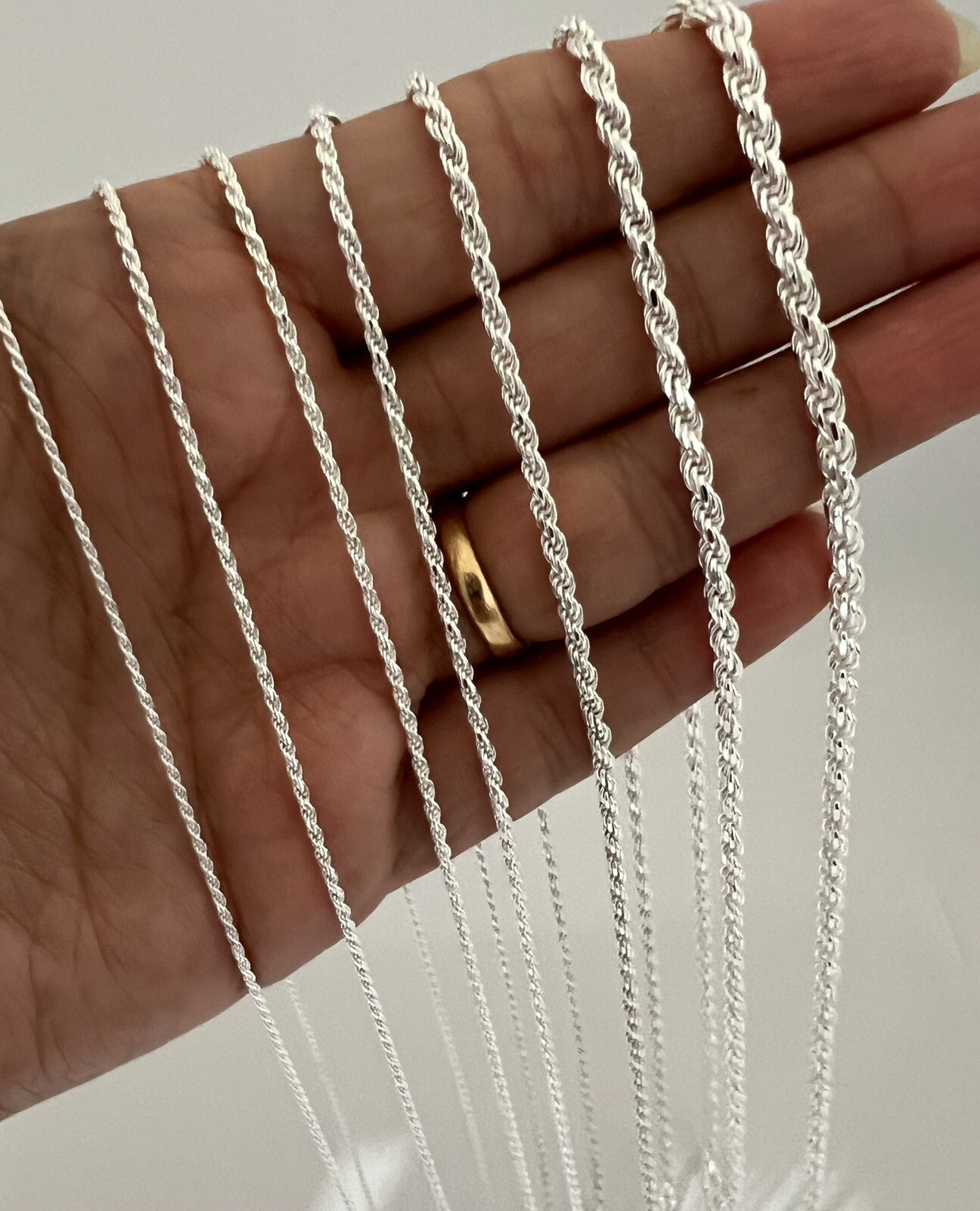 925 Sterling Silver Men’s Women’s Rope chain Necklace 1mm-3mm 16″-30″ Italy