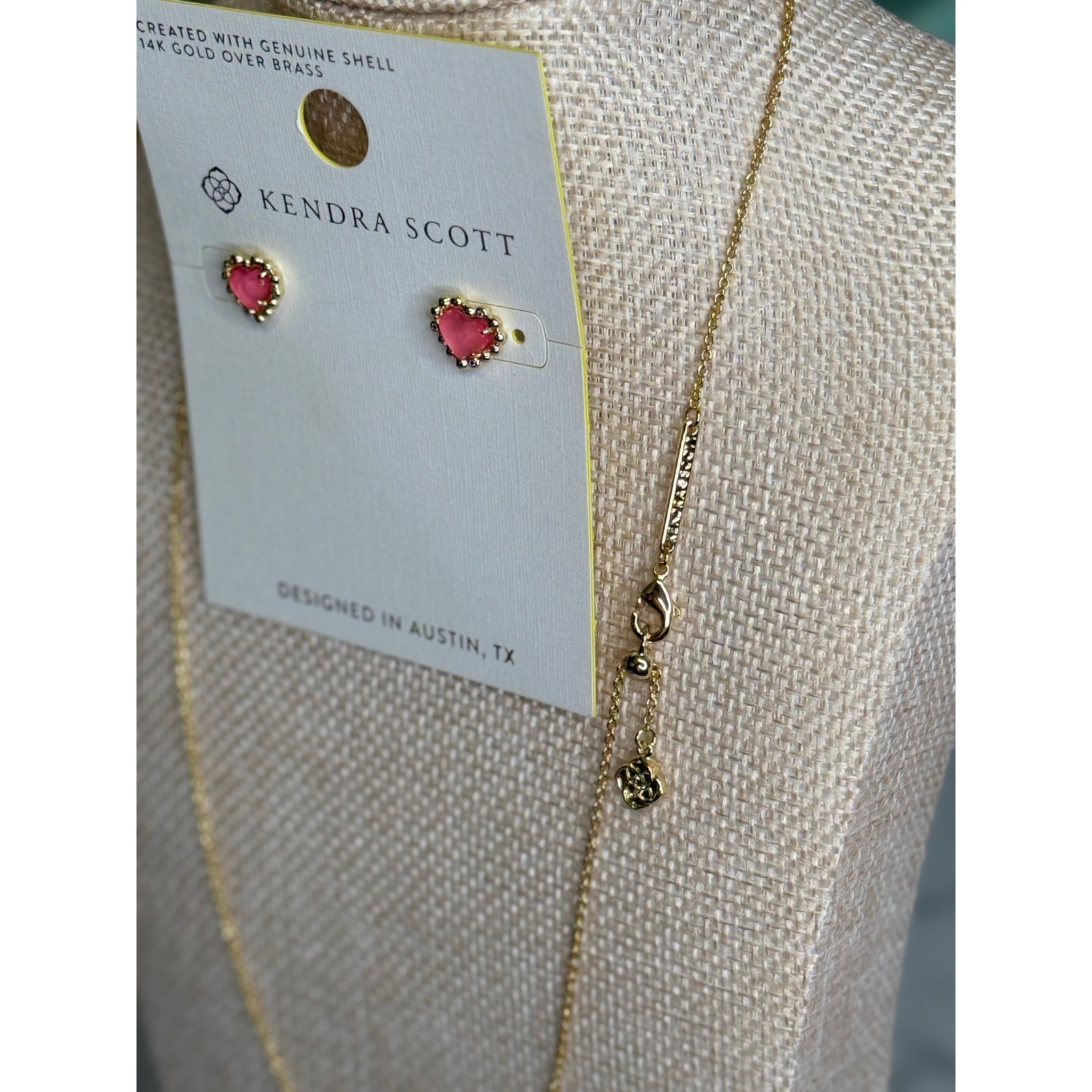 Kendra Scott Womens Jewelry Set Pink Heart Shell Gold Coquette Romantic OS
